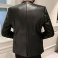 thumbnail image 6 of Herrnalise Men's Autumn And Winter New Men's Solid Color Leather Jacket One Button Large Size Slim Suit Men's Suit Jacket Top Black, 6 of 7