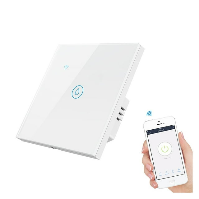 Interrupteur Intelligent Wi-Fi Interrupteurs de Chauffe-Eau Verre Tuya Commande Vocale Minuterie Tactile Température Contrôleur à Distance Application pour Téléphone Mobile, Bricolage Facile