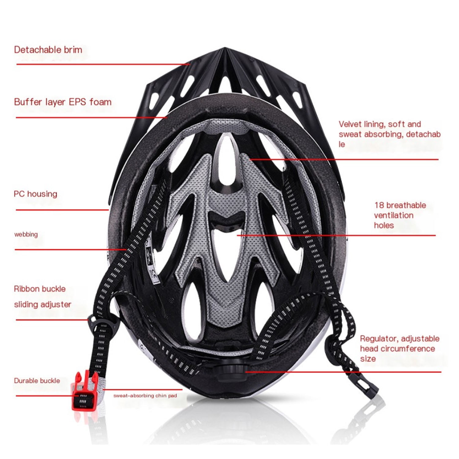 Mirov Adult bicycle helmet featuring a USB-rechargeable LED light, removable goggles, and a visor; unisex adult helmet for mountain and road bikes