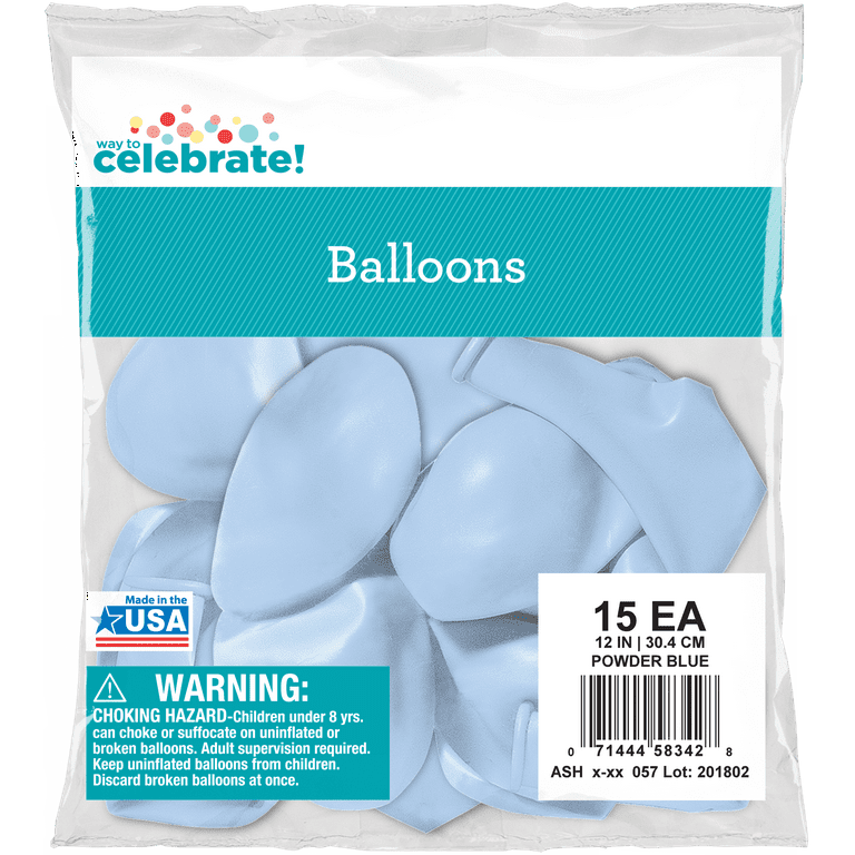 Way To Celebrate 12 All Occasion Powder Blue Balloons 15 Count Walmart