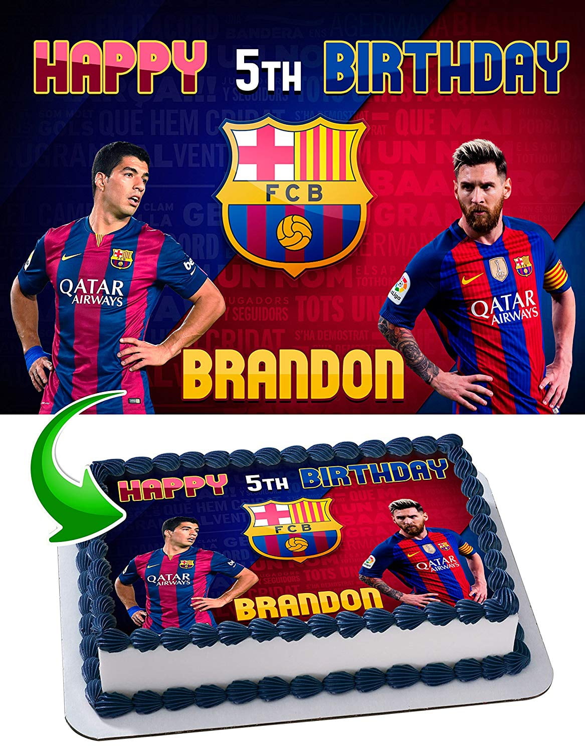 Cupcake Toppers Barcelona FC 7 Inch Edible Image Cake 2 PARTY/ CAKE 