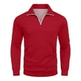 thumbnail image 7 of Homeyce Mens Quarter Zip Sweatshirts Mock Neck Long Sleeve Sweatshirt Casual Lightweight Pullover Sweater 1/4 Zip Solid Color Polo Shirt with Pockets,Deep Red L, 7 of 7