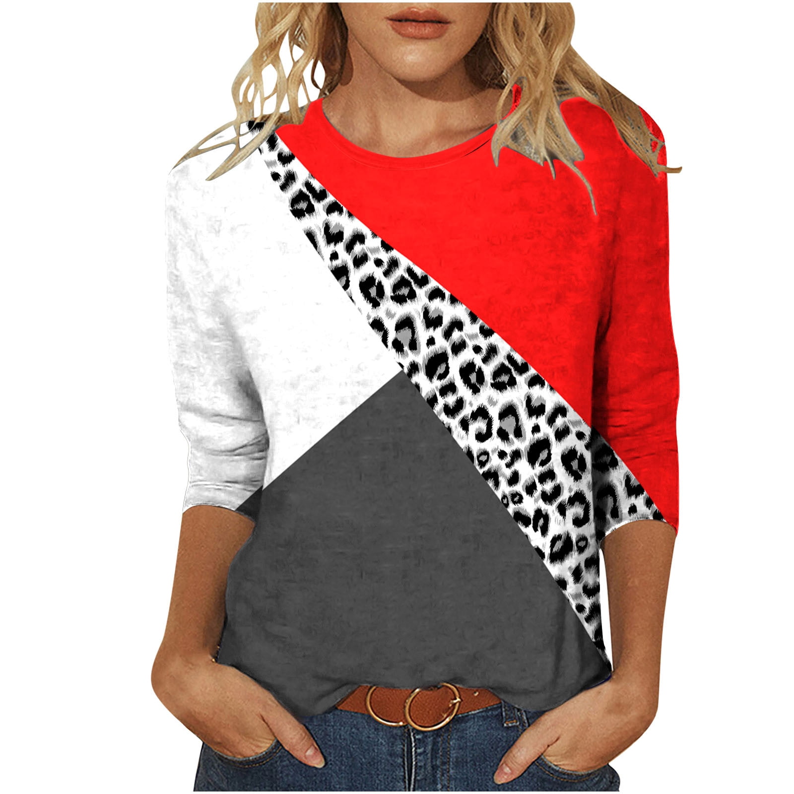 Casual Leopard Patchwork Tops(3 Colors) Casual Leopard Patchwork Tops(3 Colors)