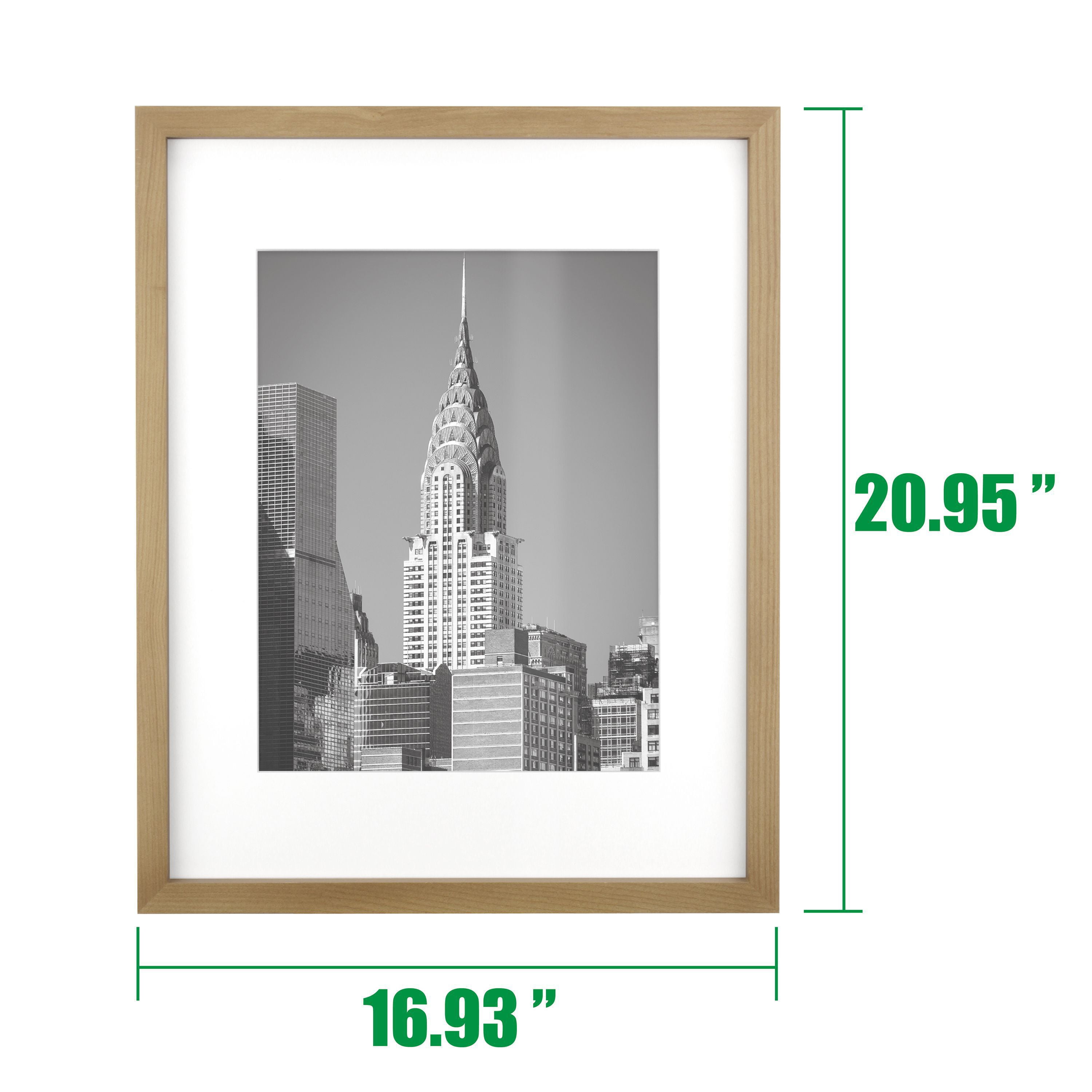 Better Homes & Gardens 16x20 Matted to 11x14 Gallery Wall Picture Frame, Natural Wood, Non Glare
