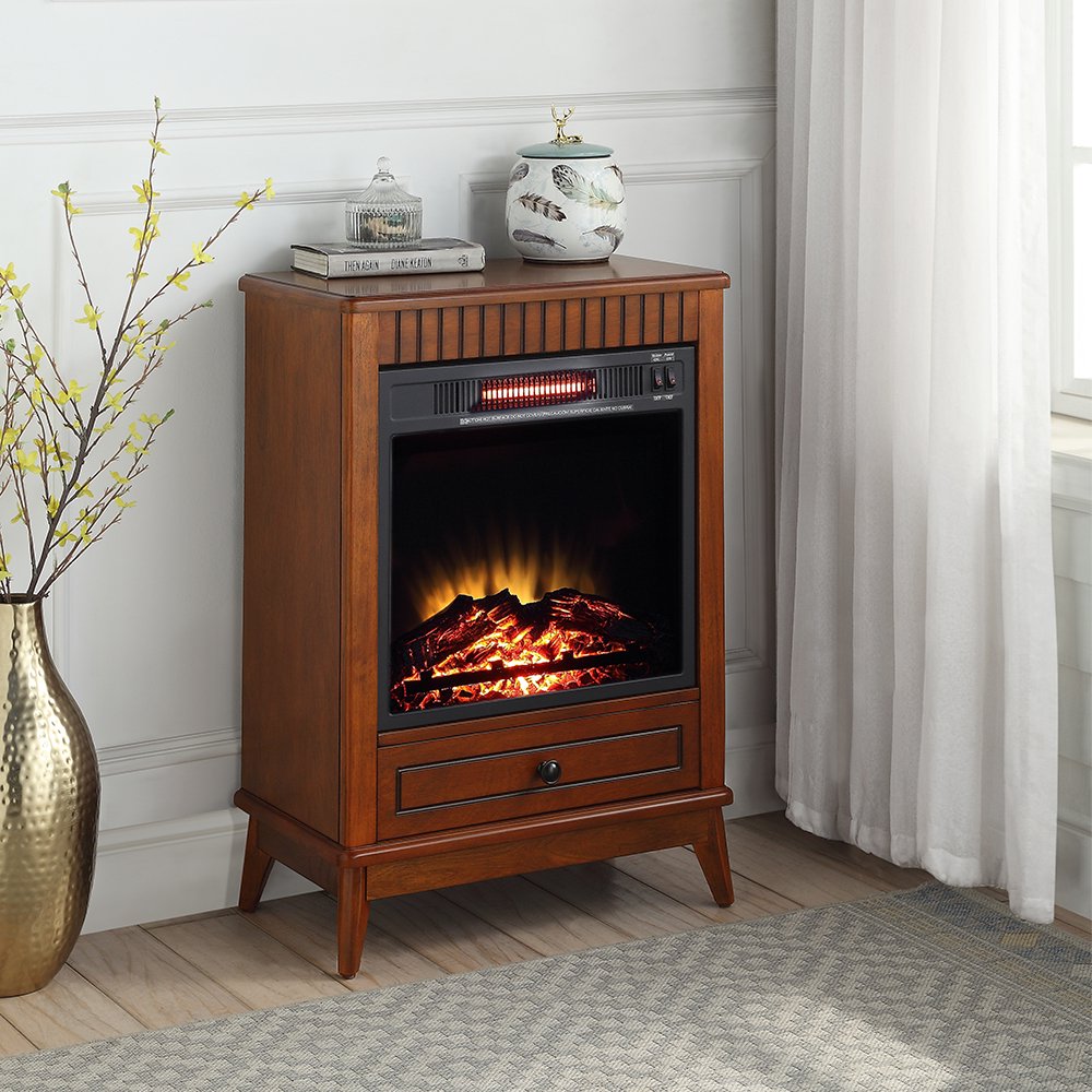 Yipa Rectangular Fireplaces Decor Modern Stove Infrared Portable Cabinet Fake  Wood Bedroom Home Walnut - Walmart.com