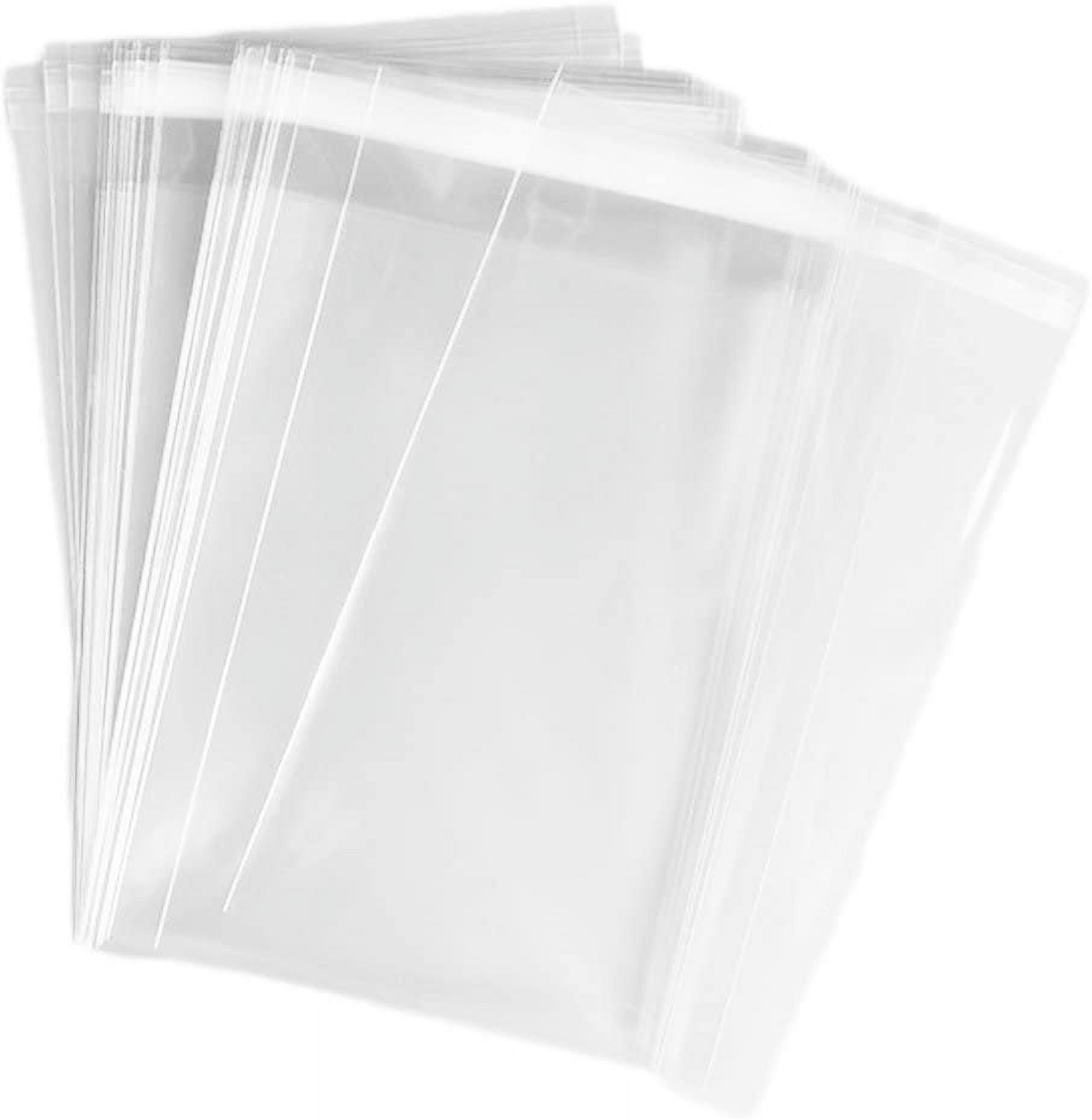 100 Pcs 8 x 10 Self Seal Clear Cello Cellophane Bags Resealable Plastic Apparel Bags Perfect for Packaging Clothing, T-Shirt, Brochure, Prints