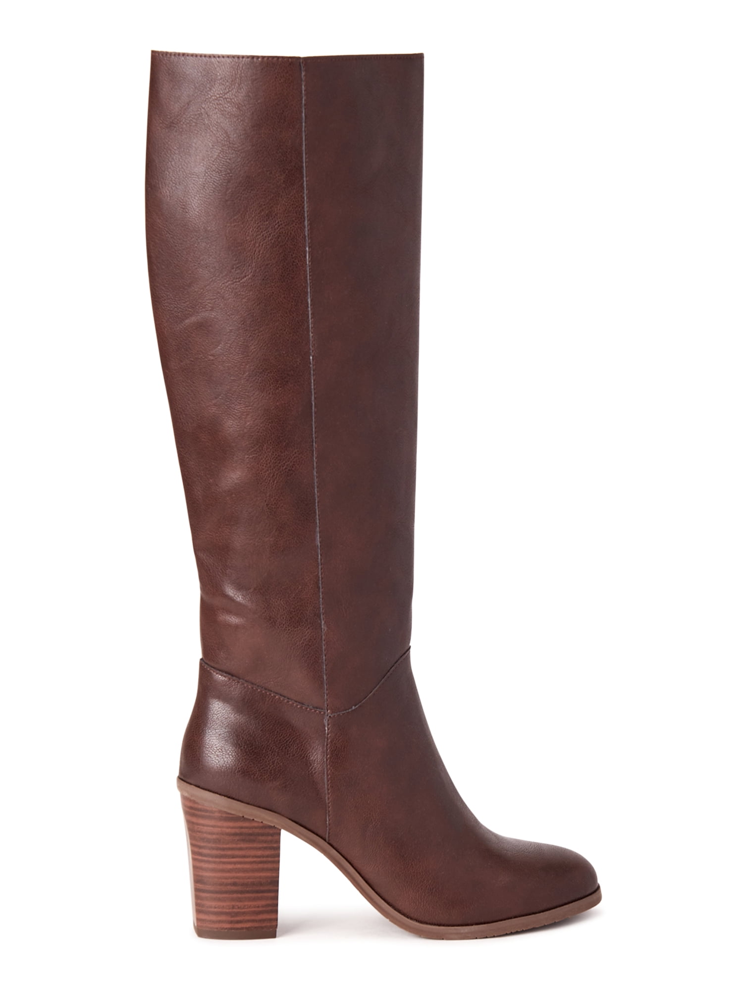 tan leather knee high heeled boots