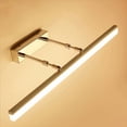 thumbnail image 1 of Espejo telescópico con luz LED frontal para baño, espejo de maquillaje antivaho moderno y sencillo con luz dorada., 1 of 4