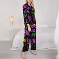 thumbnail image 3 of Yiaed Mardi Gras with Flamingo Print Pajamas Women's Long Sleeve Sleepwear Soft Button Down Loungewear Pjs Lounge Set Nightwear Womens Pajama Pants-Small, 3 of 7
