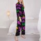 thumbnail image 3 of Balery Mardi Gras with Flamingo Conjunto de Pijama con Estampado para Mujer, Conjunto de Dos Piezas con Manga Larga, Ropa de Dormir Suave con Bolsillos, Pijamas Cómodos-Large, 3 of 5
