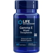 Life Extension Gamma E Mixed Tocopherols - Enhanced Vitamin E Benefits with Sesame Lignans - Gluten-Free, Non-GMO - 60 Softgels