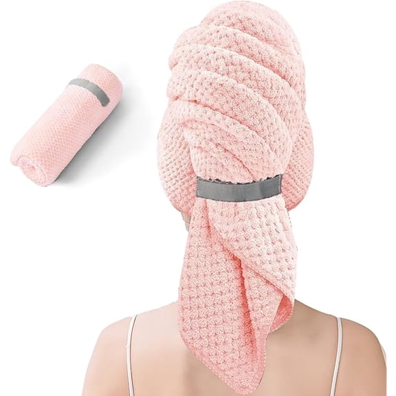 Fu997 Pink Microfiber Hair Towel for Women - Super Soft, Quick Dry & Absorbent Hair Wrap for Long, Thick, Curly Hair | 24x42 Inches
