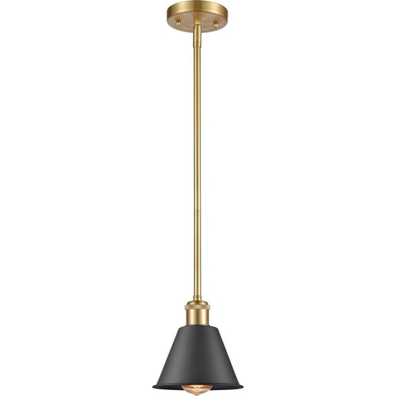 516-1S-SG-M8-BK Innovations Lighting Smithfield - 1 Light Mini Pendant In Industrial Style-7.5 Inches Tall and 7 Inches Wide-Satin Gold Finish-Matte