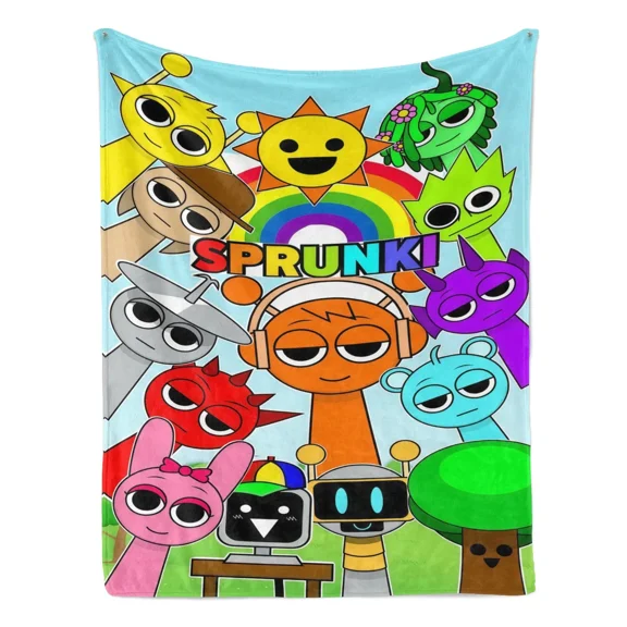 Sprunki Blanket Soft Funny Throw Blanket Cozy Lightweight Plush Portable Cover Blanket For Sofa Warm Gift For Birthday Christmas Multiple Uses Home Decorative Blanket