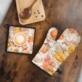 thumbnail image 5 of Fall Pumpkins and Birds Pattern Kitchen Oven Mitt and Pot Holder Sets 2 Pcs for Baking, Cooking and Grilling, Heat Resistant Up To 392 °F, 5 of 7