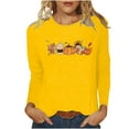 thumbnail image 2 of Simua Hauts Imprimés Floraux pour Femmes Coupe Ample Décontractée Col Rond Manches Longues T-Shirts Tunique Unie Mignonne, 2 of 4
