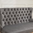 thumbnail image 4 of GZXS 45.6" Tufted Velvet Dining Bench with Back, 2-Seat Upholstered Loveseat Bench with Brushed Silver Stainless Steel Legs for Living/Dining Room, Gray, 4 of 10