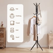 HONEIER Coat Rack, 68.9 Metal Coat Rack Stand with 12 Hooks Standing Coat Rack for Entryway Bedroom Living Room, Black