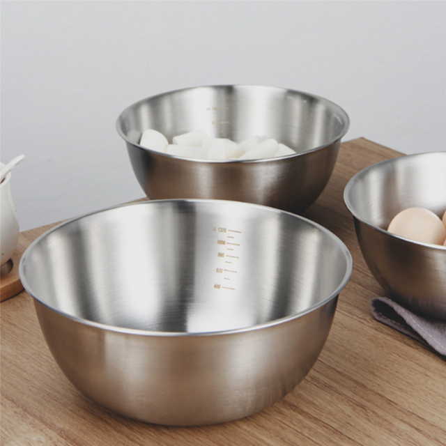 4PCS Stainless Steel Bowls Mixing Bowl with Scale Deep Mixing Egg Bowls Non Slip Kitchen Bowl for Baking Salad Cooking