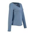 thumbnail image 3 of Playera George para Mujer, Escote V Profundo Manga Larga Azul Talla M, 3 of 4