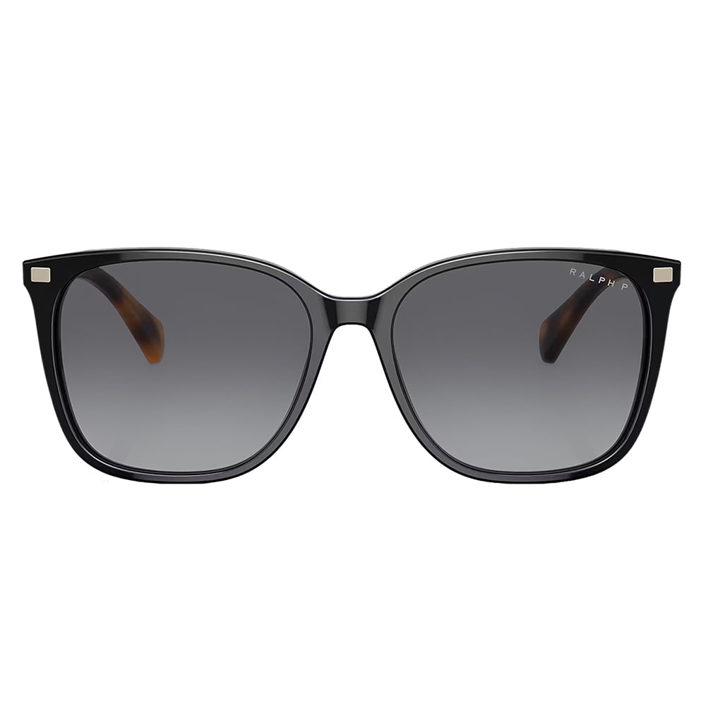 Ralph by Ralph Lauren RA 5293 Plastic Womens Square Polarized Sunglasses Shiny Black 56mm Adult