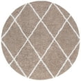 thumbnail image 3 of Bliss Rugs Shag Contemporary Diamond Round Rug for Living Room, Dining Room | Tan, 5'3''Round, 3 of 5