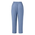 thumbnail image 5 of Blue Womens Pants, Pants For Women, Trousers Pants For Women, Casual Pants For Women, Trousers Women, Wide Leg Dress Pants For Women, Women's Solid Color Daily Commuting Fashion Casual Radish Pants, 5 of 5