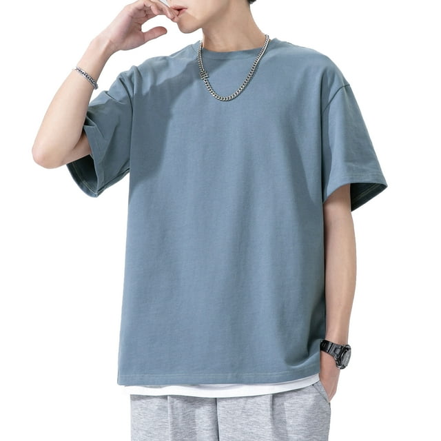 Camiseta hombre, Camiseta de manga corta para hombre Camisetas de algodón sólido con cuello redondo Abanopi XX-grande