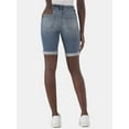 thumbnail image 3 of Time and Tru Women's Mid Rise Denim Bermuda Shorts, 10” Inseam, Sizes 0-22, 3 of 5