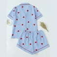 thumbnail image 4 of Pajamas Set for Women Soft Shorts Pjs Set with Heart Print Short Sleeve Tops Sleepwear Homewear, 4 of 9