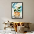 thumbnail image 3 of wall26 Framed Canvas Wall Art Chic Perfume Bottle with White Magnolia with Blue Splashes Pop Culture Fashion Watercolor Modern Art Glam Expressive for Living Room, Bedroom, Office - 16x24 inches, 3 of 4