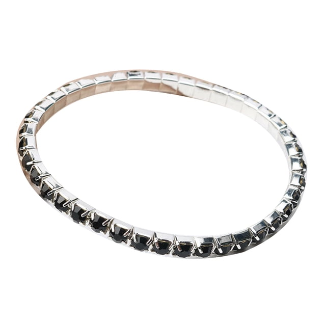 Flmtop Bracelet de Luxe pour Femmes, Rangée Simple, Incrusté de Strass, Bracelet Élastique, Bijou