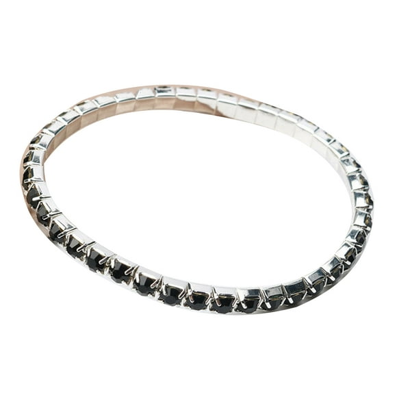 Visland Luxury Women Single Row Full Rhinestone Inlaid Bracelet Elastic Bangle Jewelry
