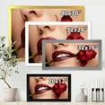thumbnail image 4 of Designart 'Girl With Red Lipstick Holding A Rose In Mouth' Modern Framed Art Print, 4 of 4