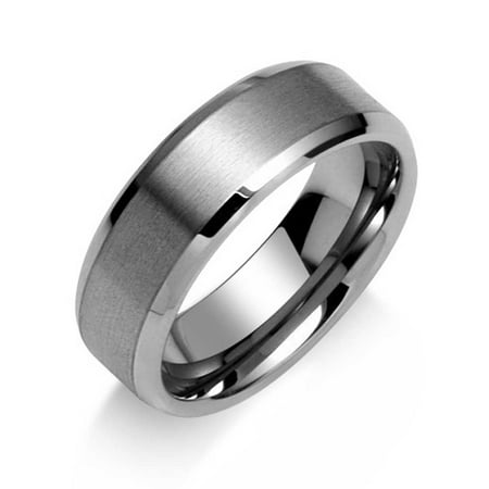 Life Couples Ring - Wide Polished Beveled Edge Brushed Matte Couples Wedding Band Tungsten Ring For Men Comfort Fit 7MM