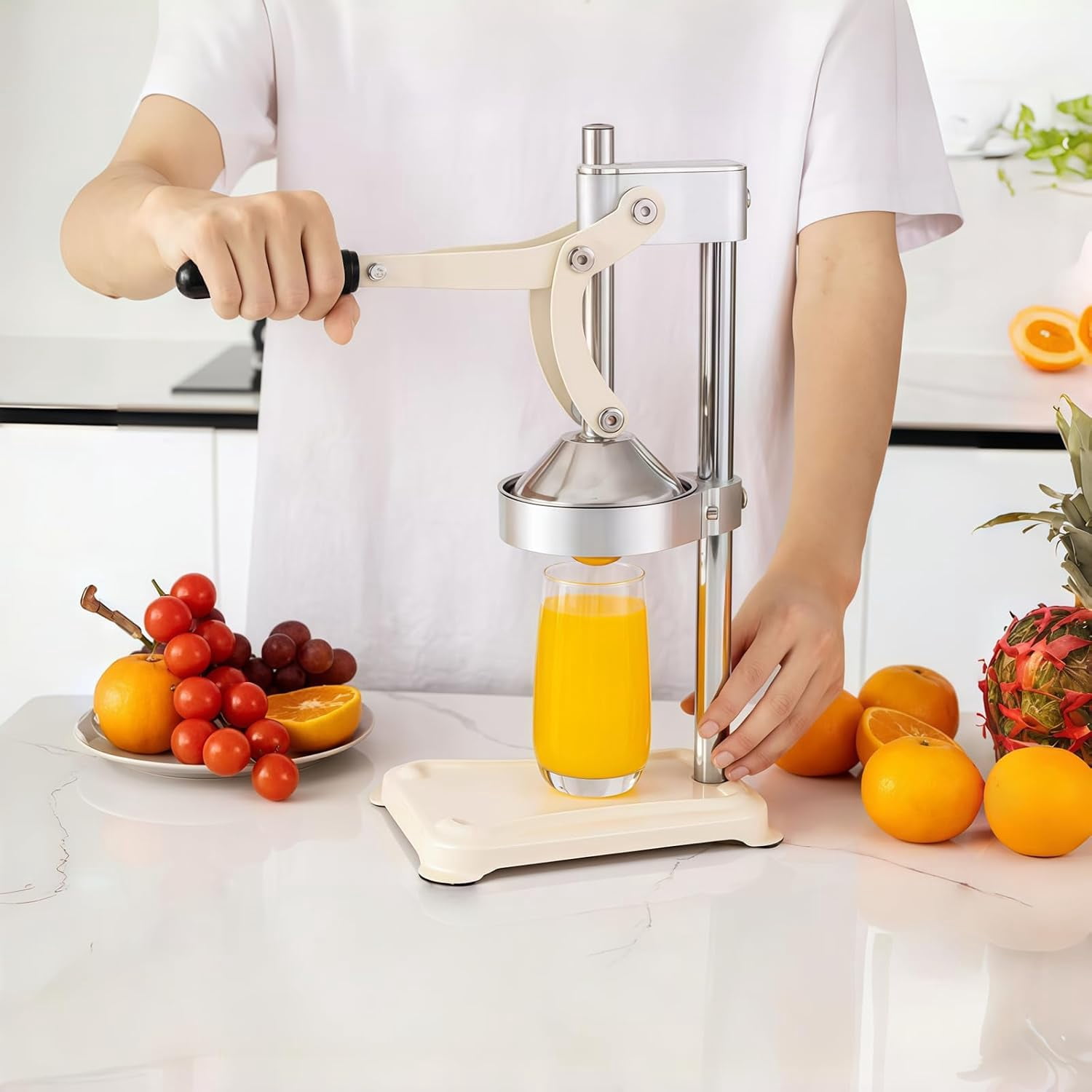 Cast Iron Citrus Juicer,Hand Press Juicer Machine, Hand Press Squeezer, Stainless Steel Crusher, Manual Lemon Press With Large Pressure Plate, Easy Juice Extraction
