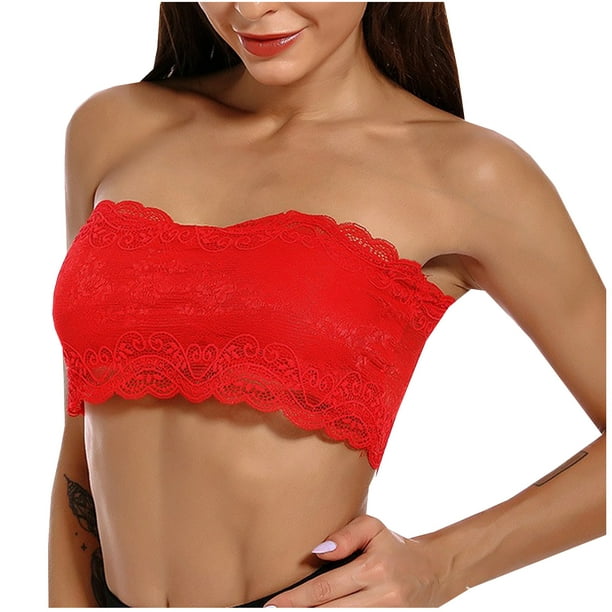 Hesxuno Sexy Tops Womens Lace Beauty Back Tube Wrap Chest Sexy Bottoming Vest Hollow Bra -
