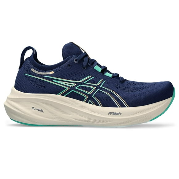 ASICS Women's Gel-Nimbus 26 Running Shoe, 9, Blue Expanse/Aurora Green
