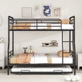 thumbnail image 4 of Harper & Bright Designs Full XL Over Queen Metal Bunk Bed with Trundle, Convertible into 2 Separate Beds, Heavy-Duty Iron Bed Frame, Black, 4 of 14