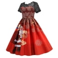 thumbnail image 1 of Moda mujer encaje una línea Flare vestido Vintage Prom Swing manga corta estampado Navidad vestido de fiesta de Navidad Pompotops  ghjkhdj9951, 1 of 1