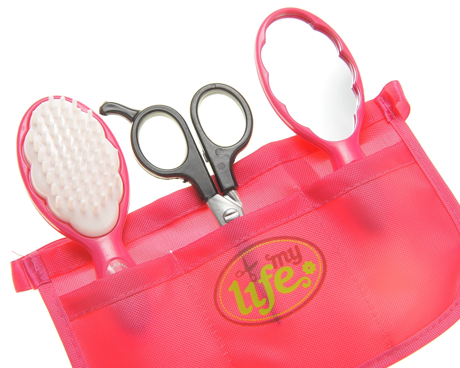 PlayWorld Pretty in Pink Beauty Salon Fashion Set With Hair Dryer, Curling Iron, Mirror, Scissors, Hair Brush, And More