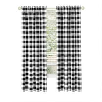 Woven Trends 2-Pack Semi Sheer Checkered Curtains, Rustic Farmhouse Gingham Curtains for Bedroom, Living Room, Kitchen, 2-Pack Panels, 42" W x 84" L, Black
