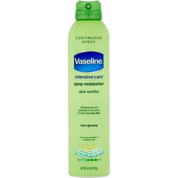 Vaseline Spray & Go Moisturizer, Aloe Fresh, 6.5 oz Pack of 6