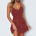 thumbnail image 4 of Minivestido de fiesta sexy con escote en V y lunares sin espalda para mujer, ropa de baile, disfraz con volantes y tirantes finos, 4 of 5