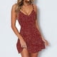 thumbnail image 4 of Minivestido de fiesta sexy con escote en V y lunares sin espalda para mujer, ropa de baile, disfraz con volantes y tirantes finos, 4 of 5