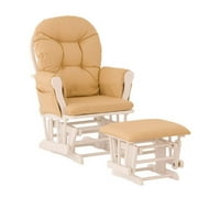 Custom Hoop Glider & Ottoman in White Finish with Khaki Cushion