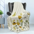 thumbnail image 4 of Spring Soft Flannel Fleece Throw Blanket, Polka Dot Winged Butterflies Flying over Poppy Flowers and Tulips, Cozy Plush for Indoor and Outdoor Use, 70" x 90", Earth Yellow Pale Green, by Ambesonne, 4 of 5