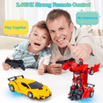 thumbnail image 4 of Anpro RC Transform Car Toy, 2.4Ghz Remote Control Transform Car Robot Toy, 1:18 Scale One-Button Deformation Race Car Toys for Boys Girls Ages 4-12, Red, 4 of 8