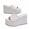 thumbnail image 5 of Hinvhai Wedge Chunky Platform Womens Sandals Backless Slip on Comfy Round Open Toe Mules Summer Sandals for Women White 9.5(43), 5 of 9