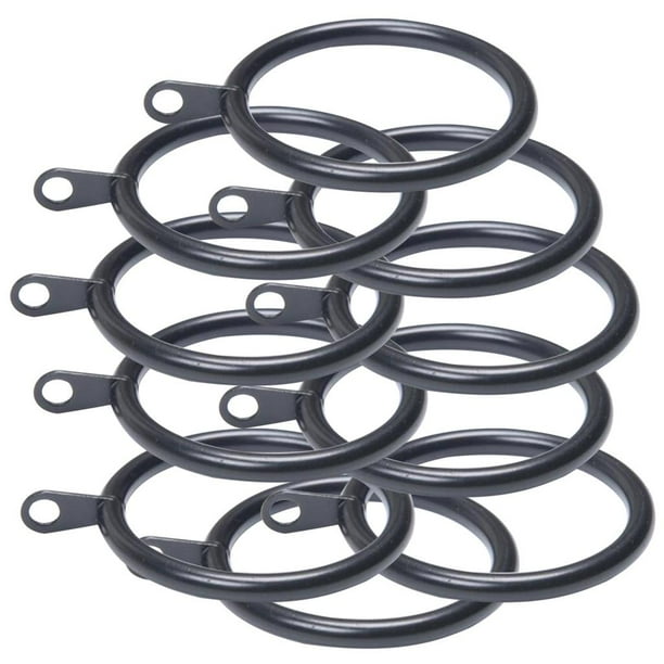 Paquete de 10 anillas metálicas para cortina con ojales - Cenefa para ventana Negro - 32mm